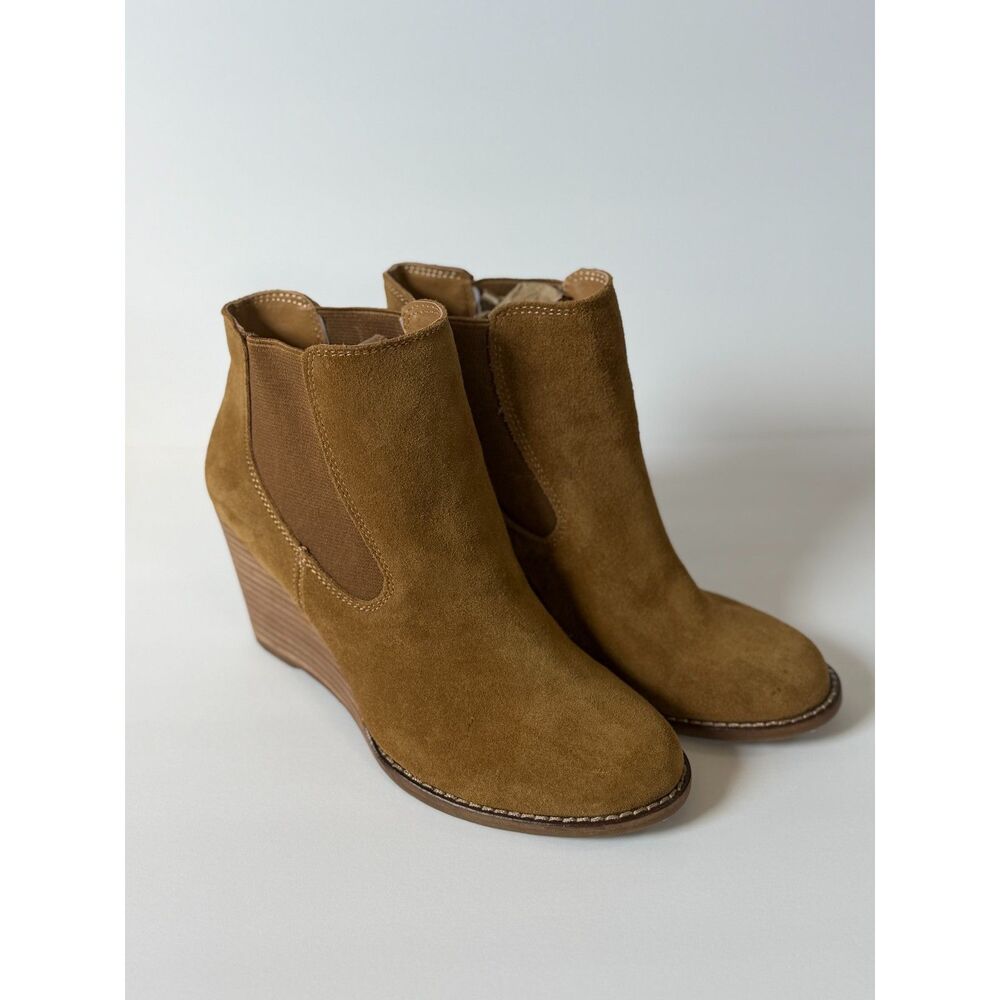 Lucky Brand Brown Suede Wedge Booties 7.5